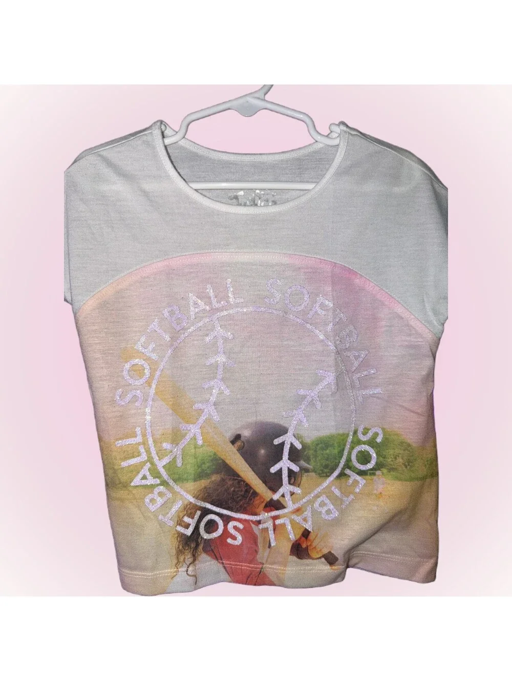 Girls Size 5 Justice Short Sleeve Shirt / Top | Softball, Glitter